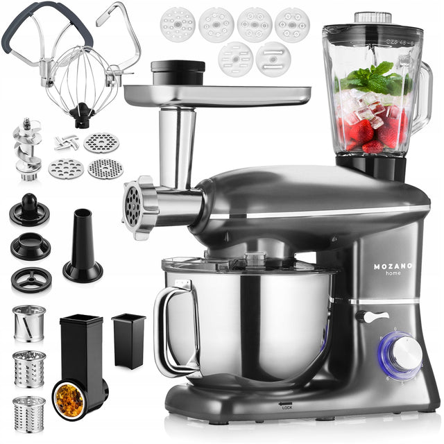Robot planetarny kuchenny 6w1 misa 6,2l blender + szatkownica + mielenie mikser stojący do ciasta, koktajli, mięsa i makaronu, 2000 w