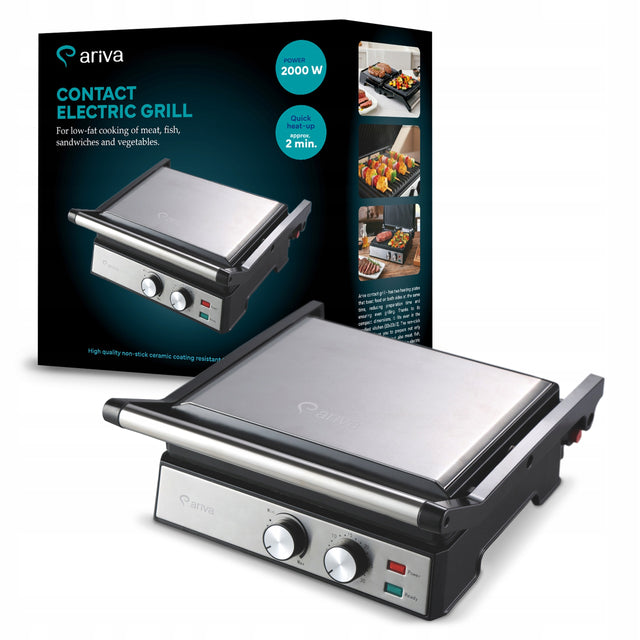 Grill elektryczny kontaktowy bez teflonu Ariva 2000W rozkładany 180° Panini nominalna