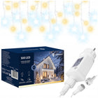 LAMPKI ZEWNĘTRZNE SOPLE 500 LED 24m FLASH KURTYNA ciepły biały GRUBE+ TIMER kurtyna świetlna 10,5 cm