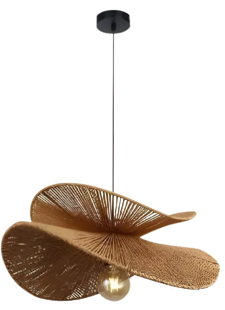 Lampa sufitowa loftowa naturalne materiały brązowa abażur wisząca metalowa czarna E27 60 w 1 punkt światła średnica 41 cm