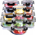 Szklane pojemniki na żywność pojemnik lunchbox do mikrofali lodówki 12szt ciasto, płyny, produkty sypkie, sushi