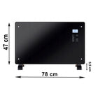 Elektryczny grzejnik konwektorowy szklany 2000 w czarny ścienny heltes ogrzewacz do pokoju, panel grzewczy do domu
