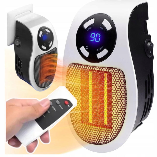 Mini grzejnik elektryczny do kontaktu mocny handy heater farelka ogrzewacz ceramiczny termowentylator z termostatem i timerem, 2 poziomy mocy