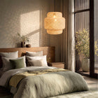 Lampa Sufitowa Boho Rattan Bambus Pleciona Naturalna E27 Styl Wiklinowy Abażur wiszący do salonu sypialni jadalni