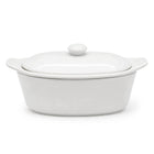 Maselnica Pojemnik z Pokrywą Uchwytami Zamykana Elegancka Maselniczka ceramiczna owalna biała do serwowania i