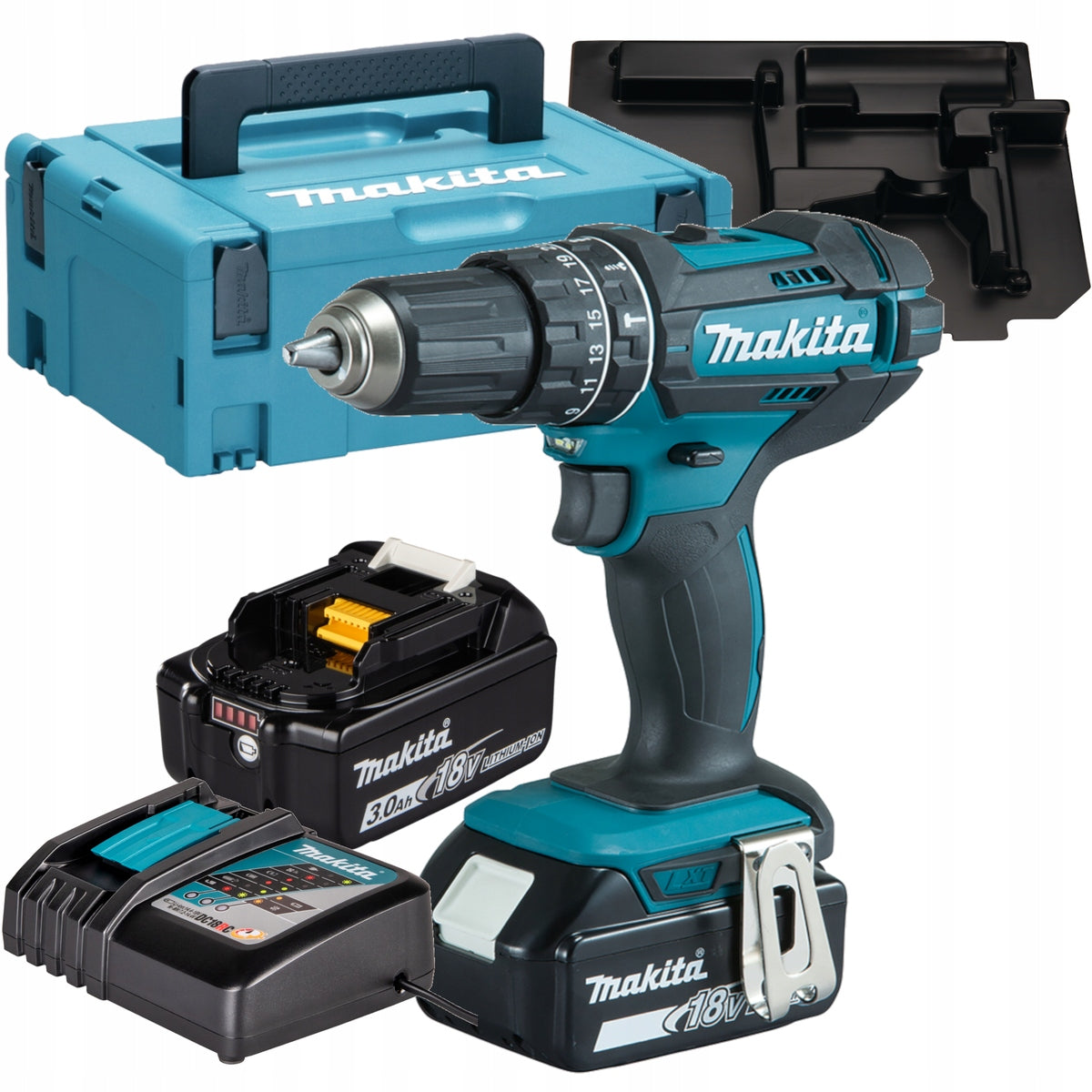 MAKITA DHP482RFJ WIERTARKO-WKRĘTARKA 18V LI-ION 3.0Ah 2-BIEGOWA 2 akumulatory, moment 62 Nm, silnik szczotkowy