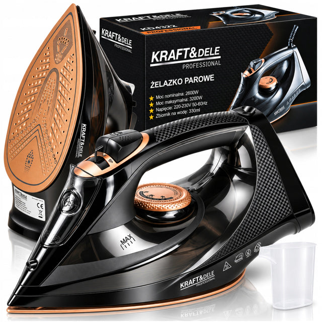 Żelazko parowe ręczne ceramiczne strażak 3200W anti drip anti calc 330ml prasowanie w pionie, uderzenie pary 125 g/min