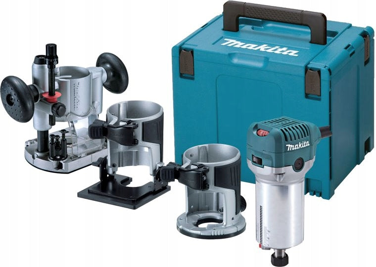 FREZARKO-WYCINARKA 710W AKCESORI RT0702CX2J MAKITA do obróbki drewna i krawędzi, górnowrzecionowa, tuleje 6 i 8 mm
