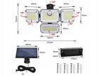Lampa solarna LED 333 LED 4 panele pilot czujnik ruchu PIR panel zewnętrzny reflektor na podjazd garaż ogród 800 lm 8 w