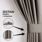 RESTILO Zasłony 90% zaciemniające 140x245 blackout beżowa na taśmie wave osłona okienna do sypialni, gładka tkanina