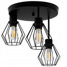 Lampa Sufitowa Wisząca Kinkiet Oprawa Żyrandol 3x E27 LED Czarna Do Salonu metalowa 3-punktowa 40 W nad stół kuchenny