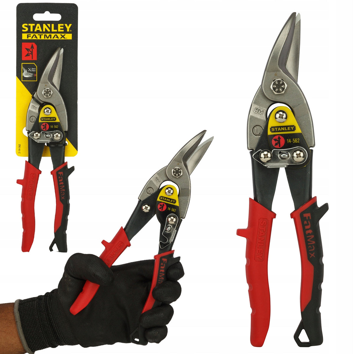 Nożyce do blachy lewe odgięte STANLEY Fatmax 250mm 1,2mm 2-14-562 narzędzie ręczne do cięcia metalu, cięcie po łuku