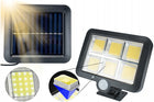 Lampa LED z panelem słonecznym sterowana pilotem z detekcją ruchu zmierzchu naświetlacz zewnętrzny 1200 lm IP65 4500 K