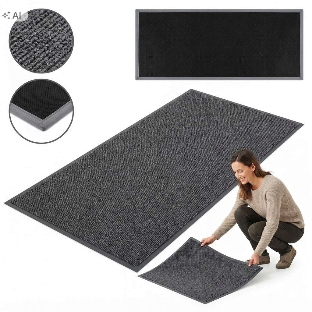 Wycieraczka e-floor tekstylna szara 80X200 CM na zewnątrz antypóślizgowa mata wejściowa pod drzwi, grubość 6 mm