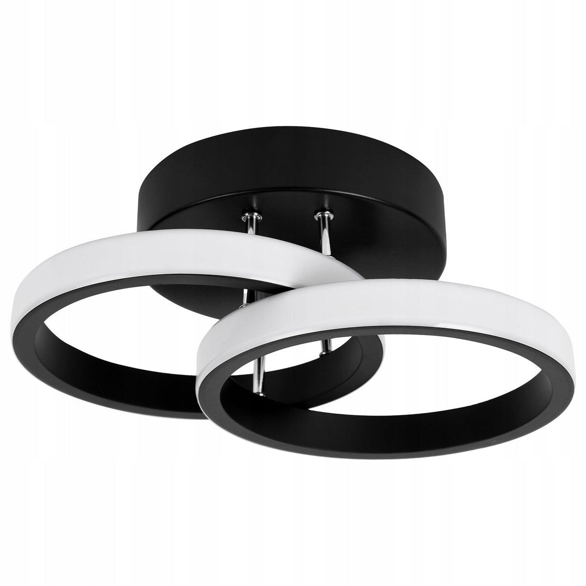 Lampa Sufitowa LED Żyrandol Plafon Natynkowy Nowoczesna Okrągła Czarna 18W do salonu i korytarza, 2 punkty świetlne