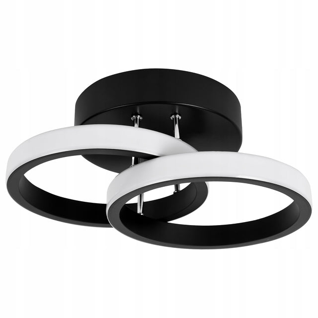 Lampa Sufitowa LED Żyrandol Plafon Natynkowy Nowoczesna Okrągła Czarna 18W do salonu i korytarza, 2 punkty świetlne, aluminiowa, biała barwa