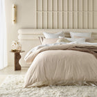 ROOM99 Pościel bawełniana 220x200 perkal z poszewkami 70x80 beżowa komplet tekstylia sypialniane, 3 części, zapięcie na