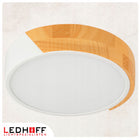 Lampa sufitowa Plafon LED drewno biały okrągły 30cm 30W Neutralny do salonu oświetlenie pokojowe zintegrowane źródło