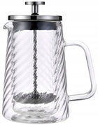 Srebrny Zaparzacz do kawy herbaty szklany 1 Lit French Press klausberg 7764 tłokowy dzbanek 1000 ml, 8 filiżanek, można