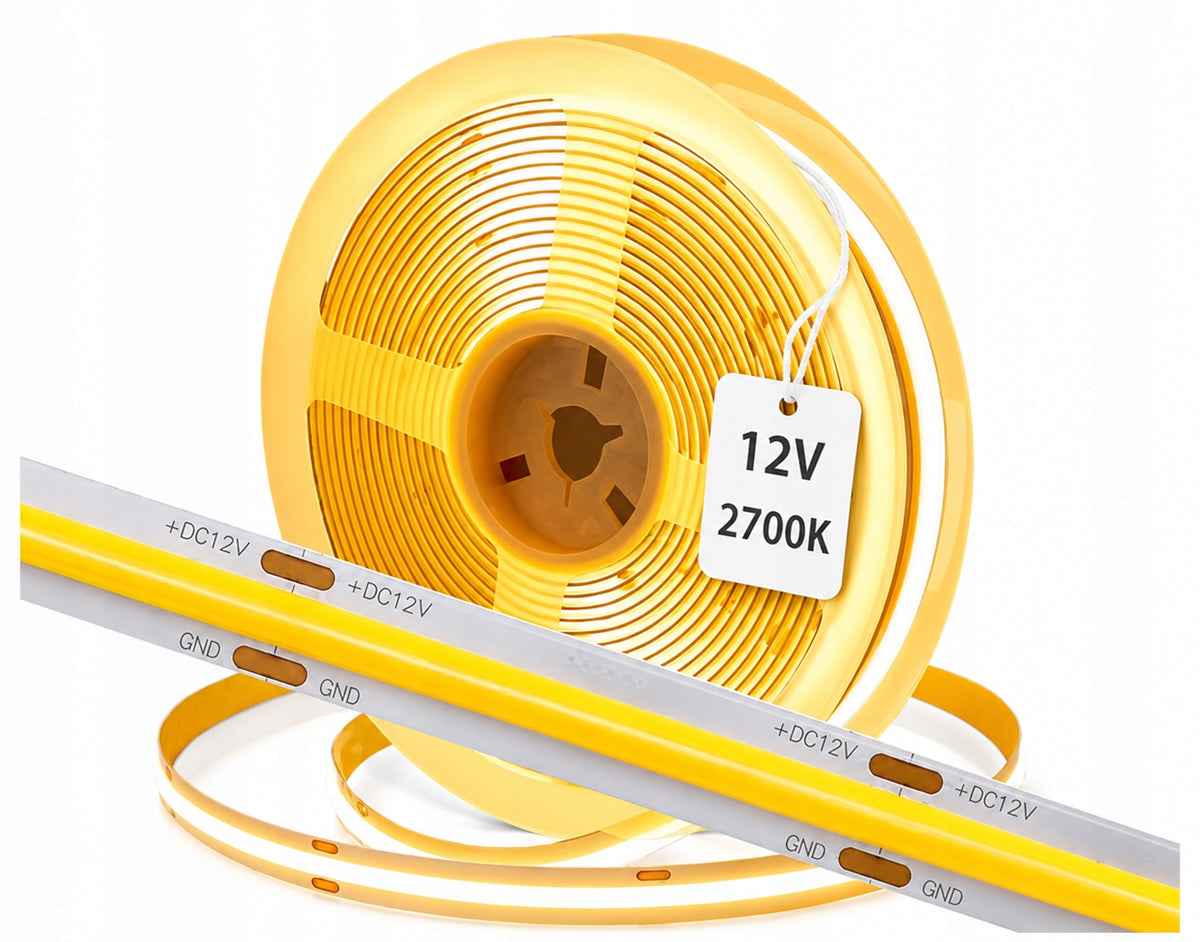 Taśma LED Neon COB 12V 11W/m 8mm 480 diod 2700K amber bardzo ciepła - 5m pasek świetlny do podświetlenia wnętrz