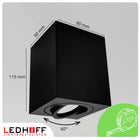 OPRAWA SUFITOWA NATYNKOWA GU10 LED Ruchoma 90x115 Czarna spot DUŻA kinkiet kwadratowa lampa punktowa, regulowany