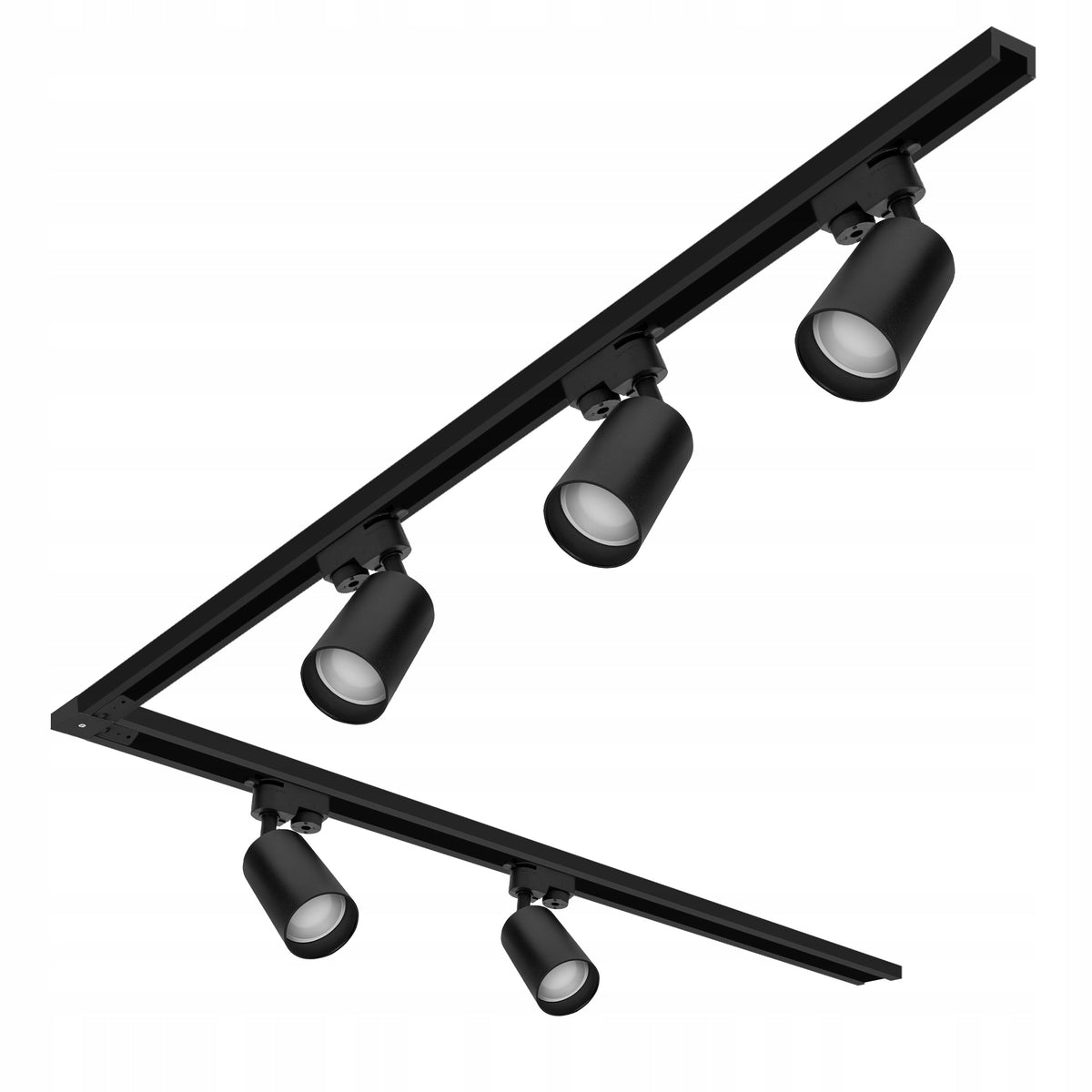 Zestaw Szynoprzewód Szyna 3m + 5x Lampa GU10 LED czarne oświetlenie sufitowe, reflektory kierunkowe do salonu i kuchni
