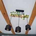 Lampa sufitowa wisząca żyrandol LED 3x E27 oprawa LOFT DREWNO drewniana dąb do salonu jadalni kuchni czarna 3-punktowa