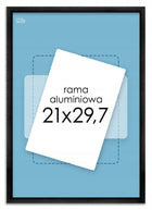 Czarna Ramka na zdjęcia A4 21x29,7 cm aluminiowa Ramki do zdjęć 29,7x21 cm oprawa do dyplomu, certyfikatu, plakatu lub