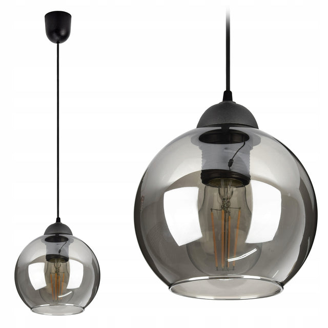 Szklana Lampa Wisząca Sufitowa Żyrandol kula LED oprawa oświetleniowa czarna E27 do salonu, jadalni i kuchni, 1 punkt 60 w