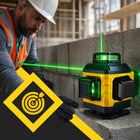 Poziomica laserowa poziomica krzyżowa 4D 16 linii laser + 2X AKU statyw XL zielone wiązki 360° do prac remontowych i