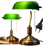 LAMPKA BIURKOWA VINTAGE LAMPA BANKIERSKA NOCNA ABAŻUR RETRO E27 ZIELONY do pracy i czytania, oświetlenie gabinetowe