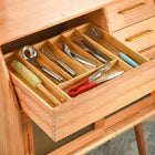 Wkład do szuflady bambusowy duży Organizer Sztućce 55 x 37 x 5cm pojemnik na noże, widelce i łyżki, regulowany, 7
