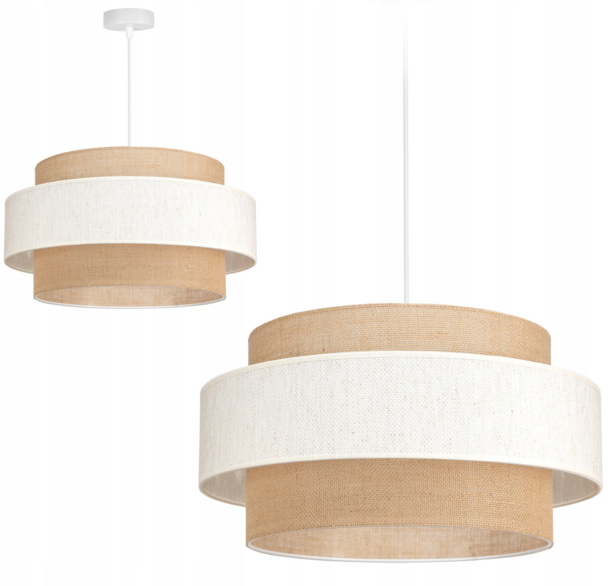 Lampa wisząca sufitowa żyrandol abażur nowoczesna boho juta BEŻ loft LED tekstylna oprawa E27 1 punkt 60 w wysokość 100
