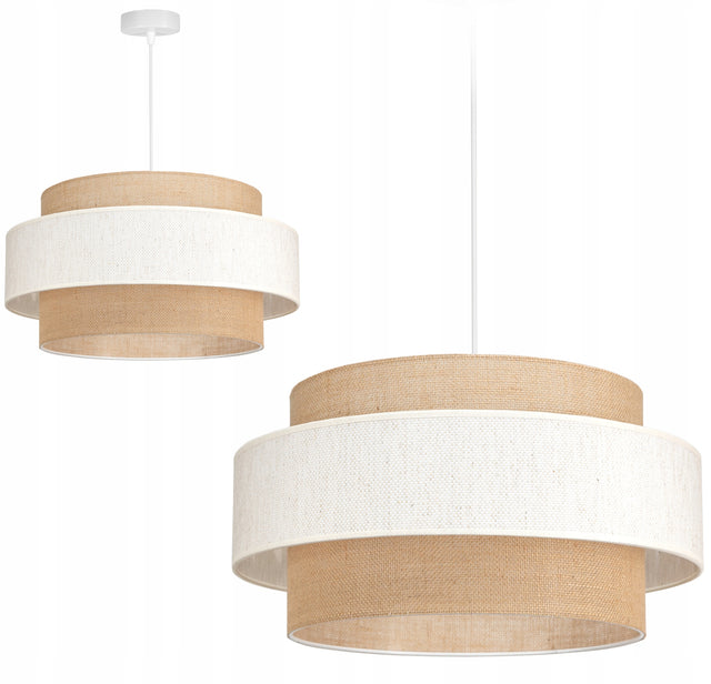 Lampa wisząca sufitowa żyrandol abażur nowoczesna boho juta BEŻ loft LED tekstylna oprawa E27 1 punkt 60 w wysokość 100 cm do salonu