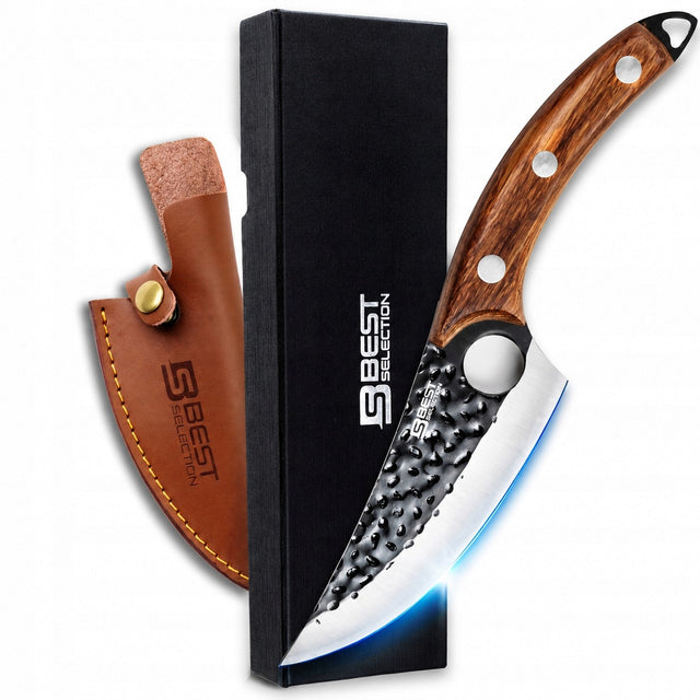 Nóż Szefa Kuchni Kuchenny do Mięsa Warzyw Japoński Etui Uniwersalny stalowe ostrze 14,6 cm, drewniany uchwyt, krojenie i siekanie tasak do siekania