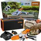 STIHL pilarka GTA 26 przecinarka zestaw z akumulatorem AS2 i ładowarką AL1 do cięcia gałęzi, pielęgnacji ogrodu, lekka