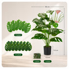 Monstera Sztuczna w Doniczce 70cm Sztuczne Kwiaty Roślina 18 Liści XL dekoracja wnętrz, ozdoba salonu, zielona