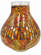 Znicz na wkład witraz karafka karafa pomarańczowa premium orange illumini lampion nagrobny, ozdoba na grób, wysokość 36