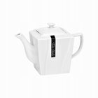 SERWIS HERBACIANO KAWOWY VIVA 17EL DLA 6 OS PORCELANOWY KPL DO KAWY HERBATY filiżanki ze spodkami, kwadratowe, białe