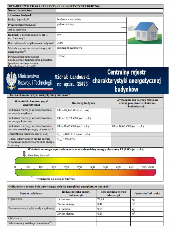 ŚWIADECTWO ENERGETYCZNE mieszkania CERTYFIKAT dla notariusza dokument charakterystyki lokalu do sprzedaży lub wynajmu