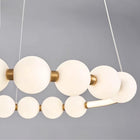 Lampa LED elegancka białe kule nowoczesna złota wisząca duża do salonu 62cm oprawa sufitowa metalowa z wbudowanym