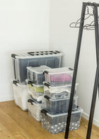 Pojemnik HomeBox 31 L do przechowywania z pokrywą pudełko plastikowe, organizer uniwersalny, bezbarwny, 36,5 x 47 x 7,5