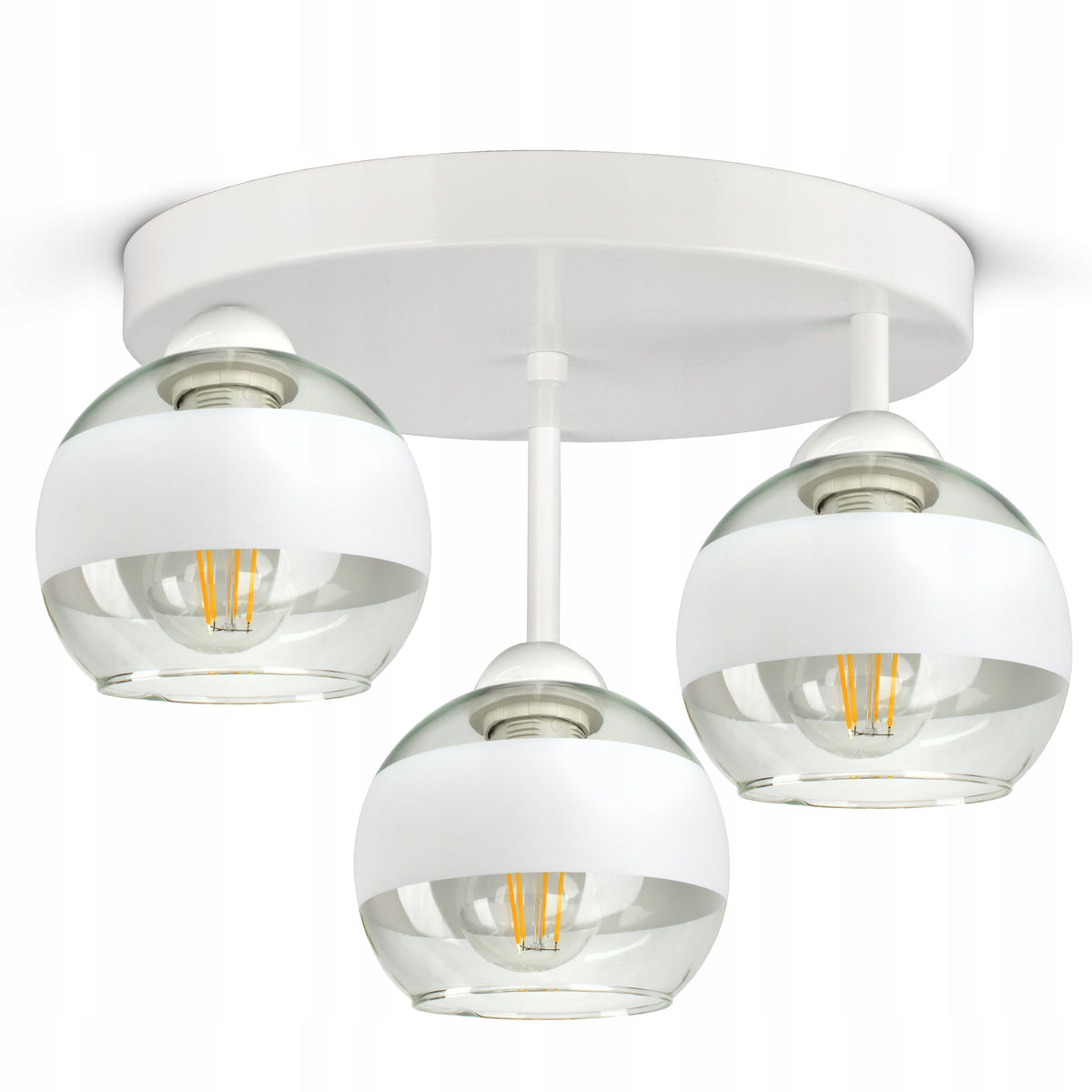 Lampa Wisząca Sufitowa Żyrandol Biała Szklane Kule White Belt ER3 LED E27 oświetlenie do salonu i jadalni, 3 punkty