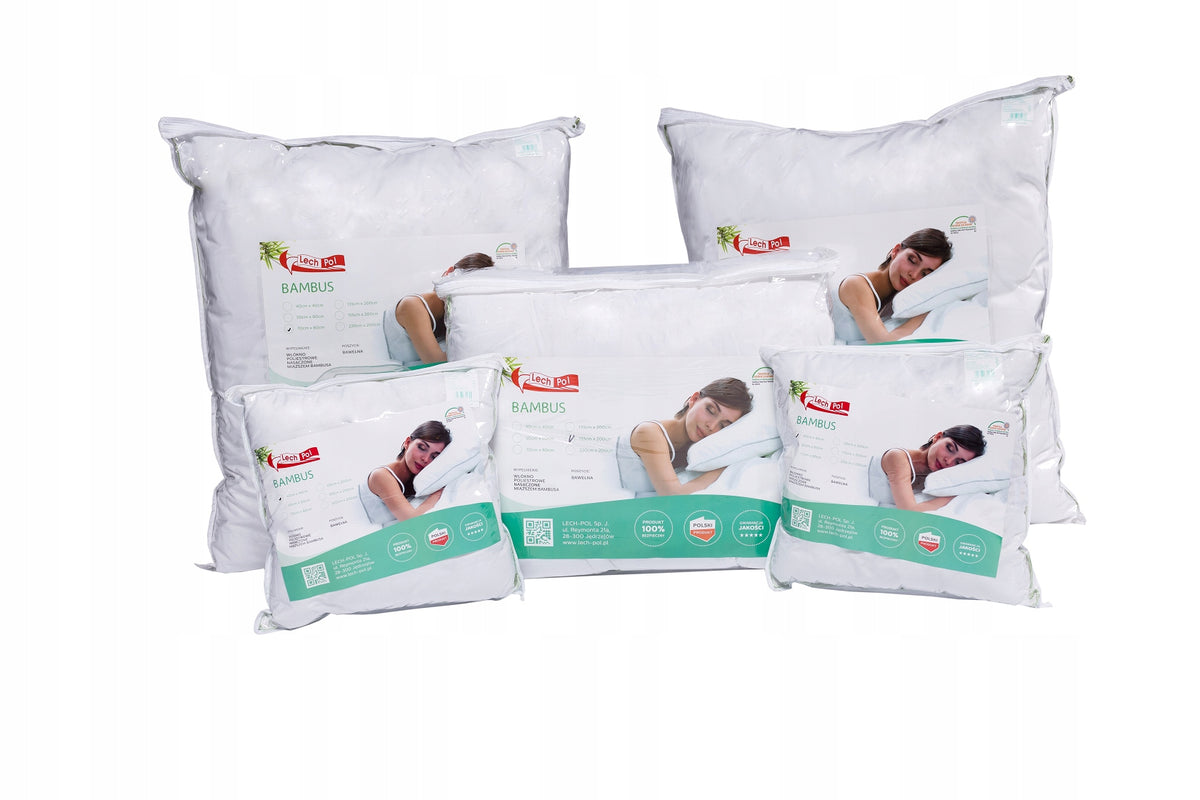 Poduszka 40x40 bambus antyalergiczna certyfikat polska premium *wygodna* jasiek do snu, wypełnienie 300 g, oeko-tex