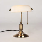 LAMPKA BANKIERSKA BIURKOWA VINTAGE NOCNA BIAŁY SZKLANY ABAŻUR RETRO E27 oświetlenie do gabinetu, 27 cm, wys. 37 cm, 40