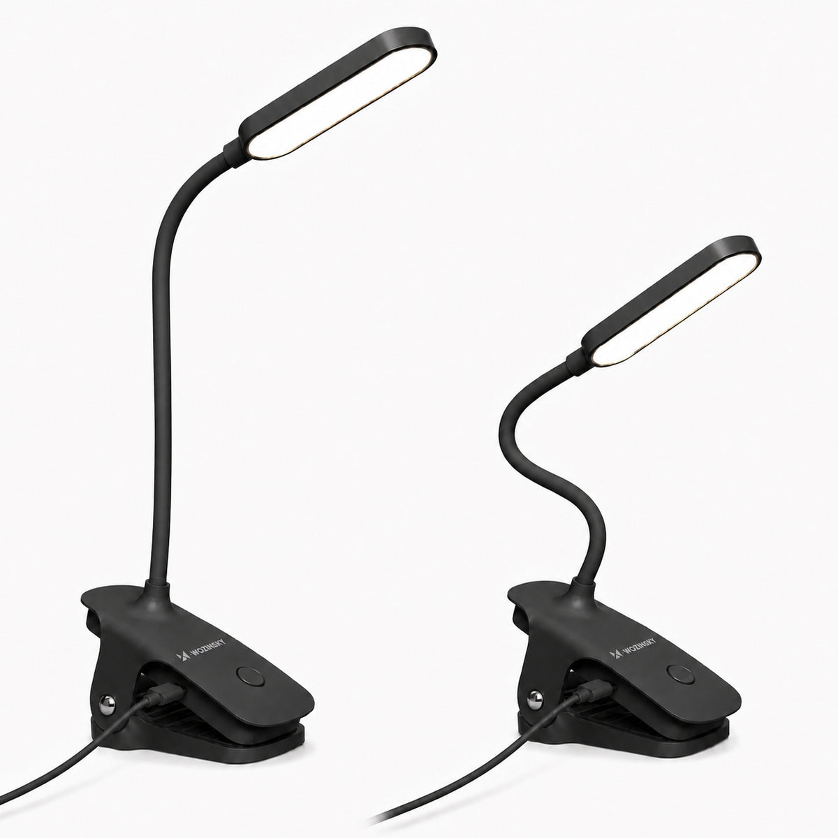 LAMPKA LED PRZEWODOWA DO CZYTANIA Z KLIPSEM I KABLEM USB-C 80 CM oświetlenie biurka, lampa robocza, czarna, zasilanie