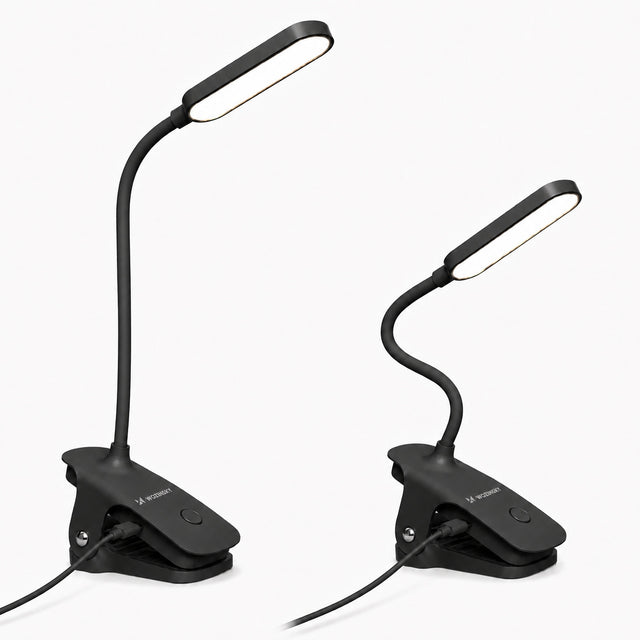 Lampka LED przewodowa do czytania z klipsem i kablem usb-c 80 CM oświetlenie biurka, lampa robocza, czarna, zasilanie sieciowe