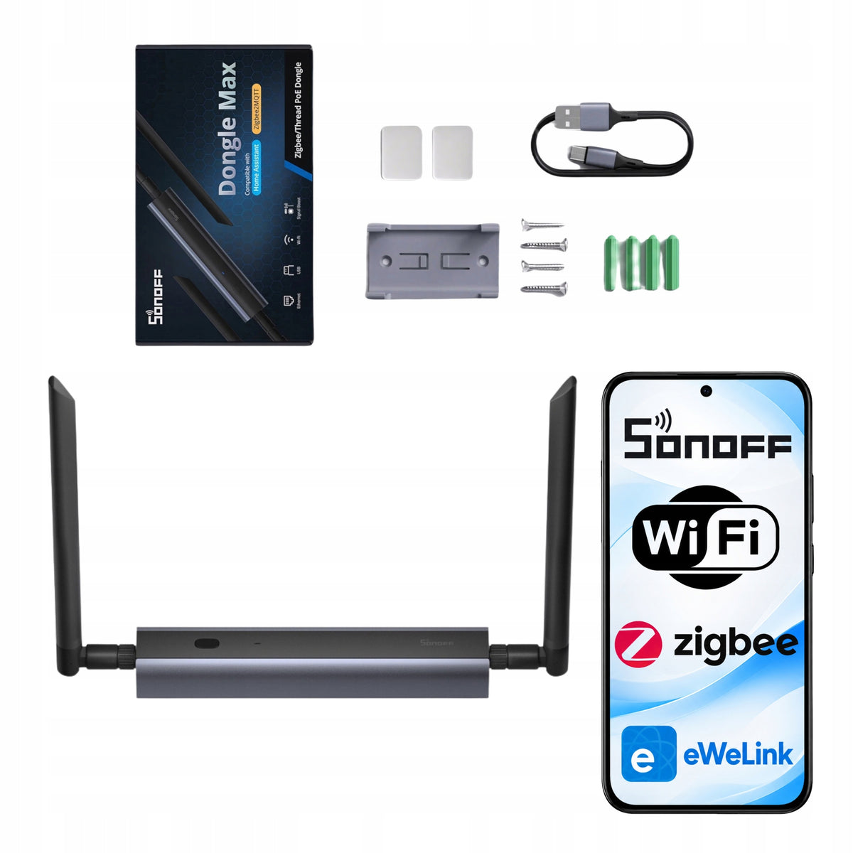 Sonoff Dongle Max Bramka ZigBee Zigbee2MQTT Thread Home Assistant WiFi centralka automatyki domowej, kontroler urządzeń