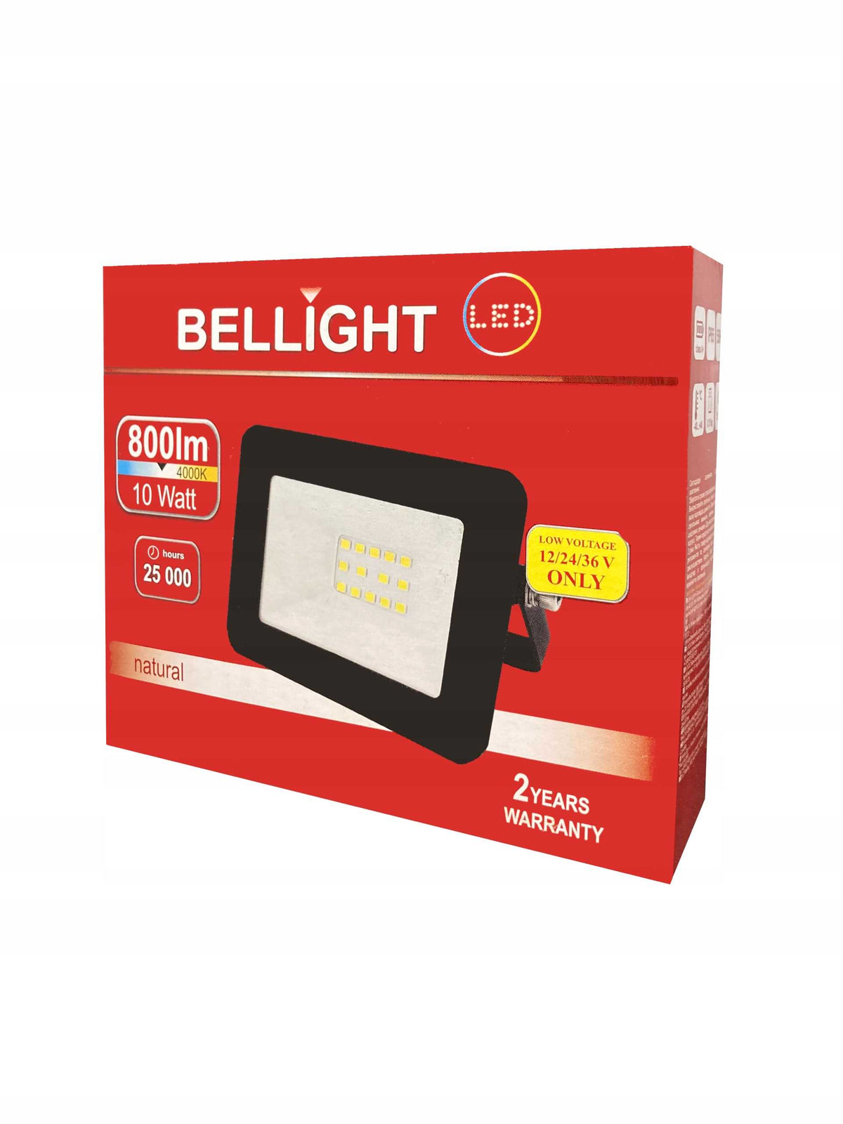 Naświetlacz LED halogen 10W 4000K 12V/24V/36V ac/dc reflektor roboczy, lampa warsztatowa, neutralne białe światło 800