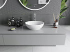 Umywalka nablatowa owalna 40x33 Mexen Elza ceramiczna biała misa do łazienki bez otworu na baterię